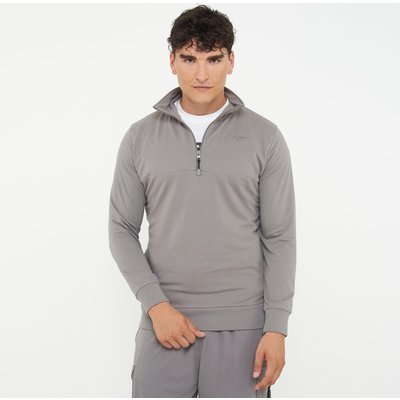 Sport-Sweatshirt aus Baumwolle F CLUB Halb-Zip dunkelgrau