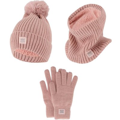 Duroplastische Damen – Handschuhe/Mütze/Halswärmer – Rosa – Einheitsgröße