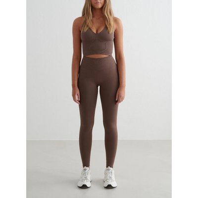 Damen Tights Hoher Bund Nahtlos invisible scrunch squat proof Shape Braun