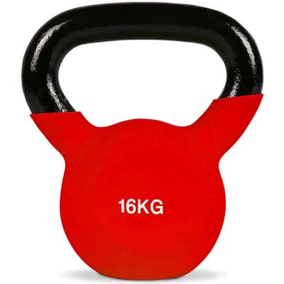 Kettlebell aus Gusseisen mit roter Neoprenbeschichtung 16 kg FF