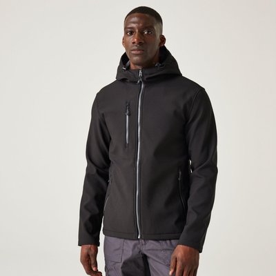 Herren Wandern Jacke - Nagate Hooded Softshell, schwarz