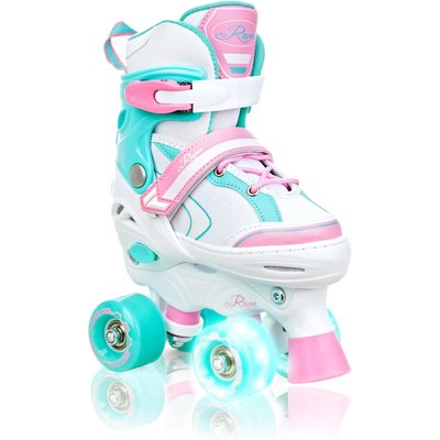 Verstellbare Rollschuhe leuchtende LED-Räder Lia Weiß/Mint/Rosa