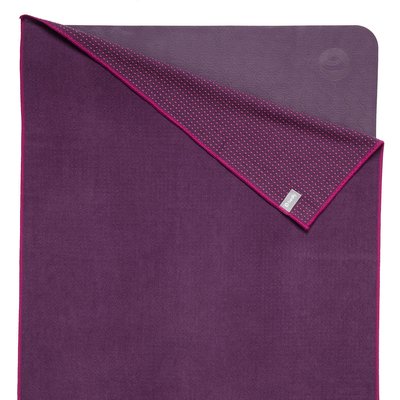 GRIP² Yoga Towel zweifarbig: aubergine mit Antirutschnoppen lila
