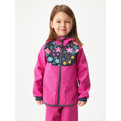 Softshell-Jacke mit Fleece für Kinder Basic, Fuchsia, Blumen