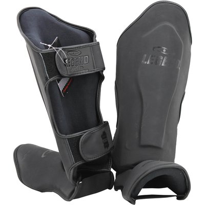 Schienbeinschoner Kickboxen Leder PRO Mattschwarz