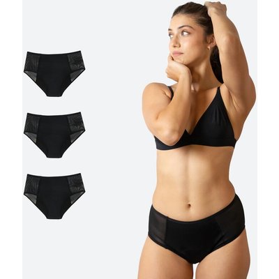 3 Stk. Periodenunterwäsche Ecowoman Hohe Taille Transparente Hüften