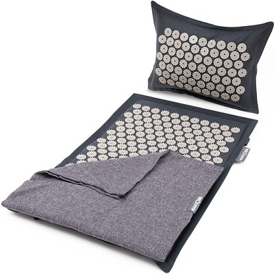 Akupressurmatte Set – Grau-Anthrazit – 5.670 Spitzen mit Kissen und Tragetasche