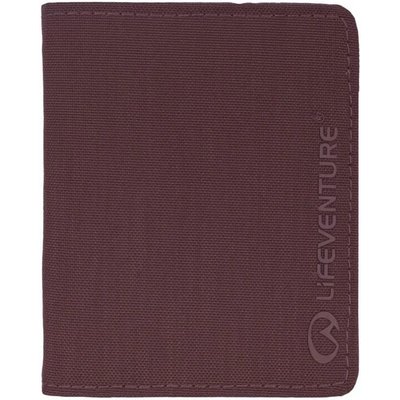 Lifeventure RFID-Geldbörse aus recyceltem Stoff, plum, kompakt und leicht