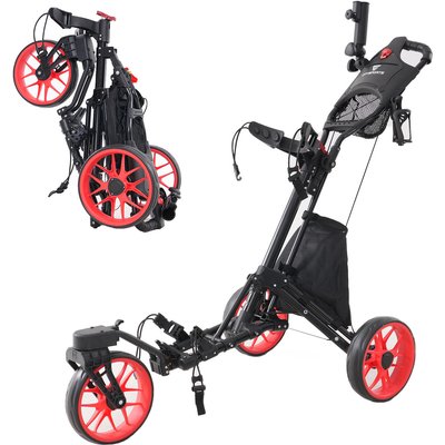 Golfwagen CITYSPORTS Schwarz und Rot Klappbar 3 Räder