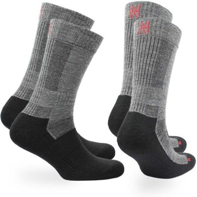 2 Paar - Wandersocken 60% Merinowolle - Anti-Blasen & Stoßdämpfung - Leonardo