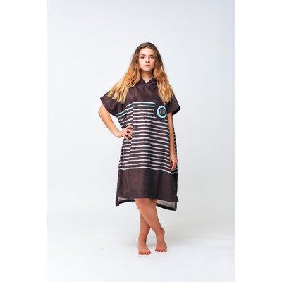 Surf Poncho Erwachsener - Sailor Stripes – Black