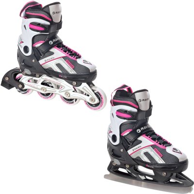 Verstellbare Rollschuhe Schlittschuhe 2in1 Pulse Schwarz/Rosa