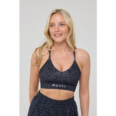 Damen Fitness Sport-BH Mittlere Stütze Infinite Black Leopard