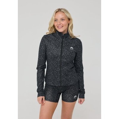 Damen Fitness Zip-Jacke Cropped Infinite Black Leopard