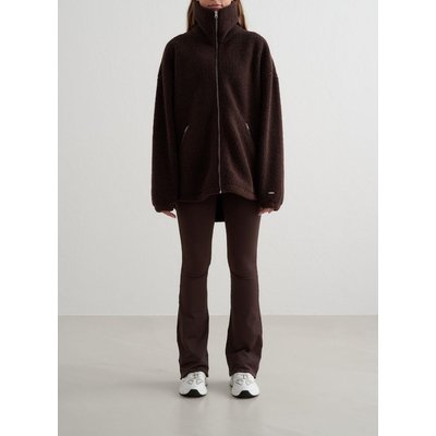 Damen Teddy Jacke Pile Fleece Dunkelbraun