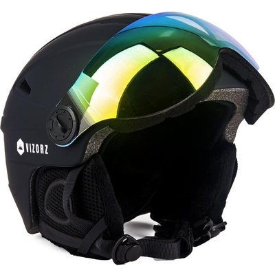 Vizorz Skihelm - Schwarz - Inklusive Visier Orange und Visier Grau/Gold.