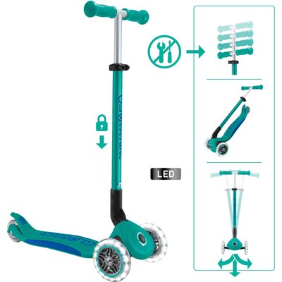 GLOBBER ELITE LIGHTS türkis, mit Leuchtrollen