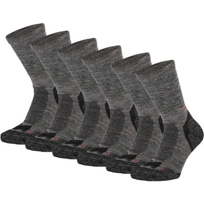 Xtreme Wandern Socken Merinowolle 6er-Pack Multi Anthrazit