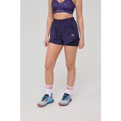 Damen Running Shorts 2-in-1 Elite Purple Leopard