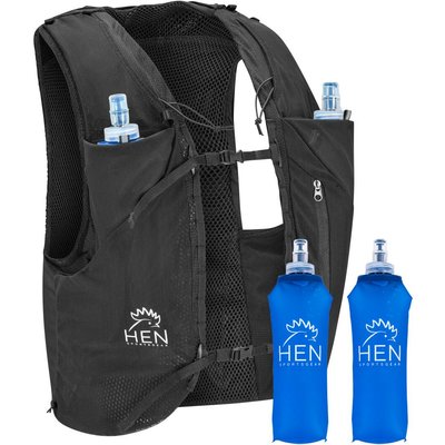 Trail-Rucksack - Marathon-Weste - schwarz- mit 2 Trinkflaschen 500 ml