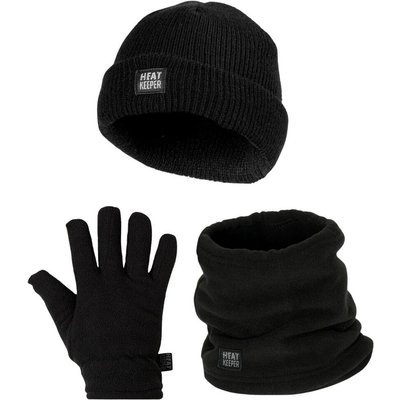 Heatkeeper Kinder Winter Set – Mütze + Nackenwärmer + Handschuhe – Schwarz