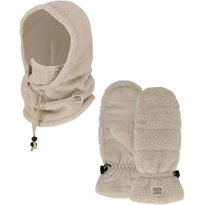 Heatkeeper Damen Winter Set - Sturmhaube + Fäustlinge - Teddy - Elfenbeinweiß