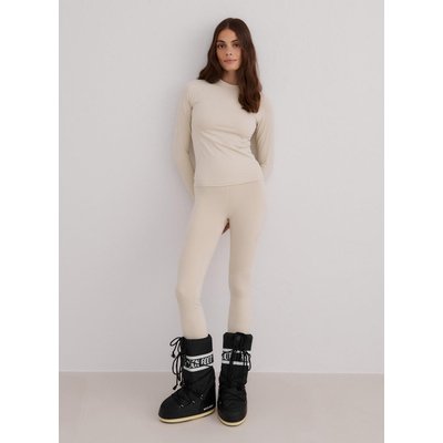 Damen Leggings Baselayer Feuchtigkeitsableitend 4-Wege-Stretch Creme