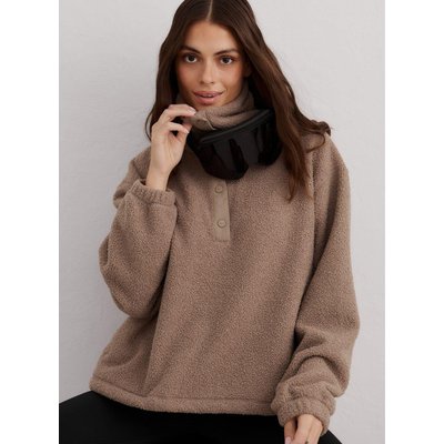 Damen Outdoor Fleece Atmungsaktiv Kunstfell Polar Fleece Long Sleeve Espresso
