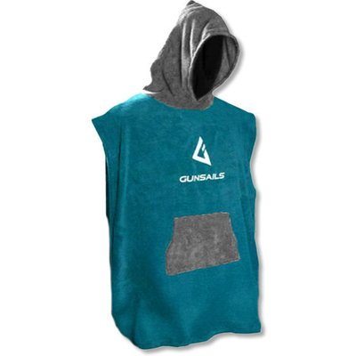 Surf Poncho für Kinder petrol mit Kapuze und Känguru Tasche