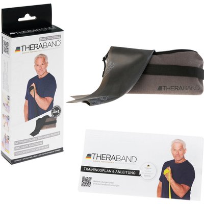 Fitnessband 2,5 m in Reißverschlusstasche Schwarz Besonders stark Fitness
