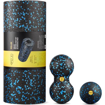 Faszienrolle 3er Set EPP Massagerolle Ball Duoball Schwarz-Blau 4FIZJO