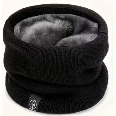 Schlauchschal Schwarz mit Fleece Futter Superwarm Dehnbar Ski Schal