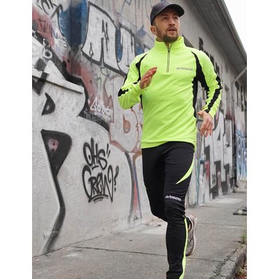 Herren Winter Fleece Thermallaufset (2-tlg.) Pro Laufshirt Langarm + Laufhose