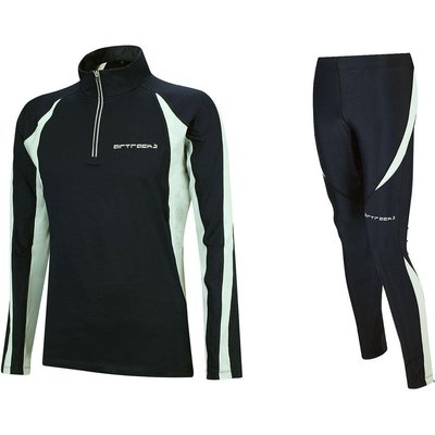 Damen Winter Fleece Thermolaufset (2-tlg.) Pro Laufshirt Langarm + Laufhose Lang