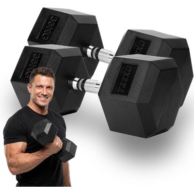 XTREXO Hex gummierte Hantel 35 kg