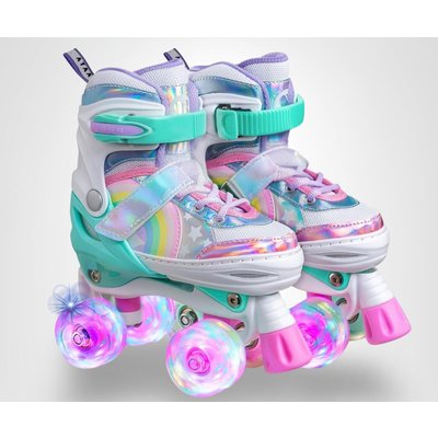 Glitter ATAA 4-Wheel-Skates für Mädchen mit 4 verstellbaren Positionen, Größe XS