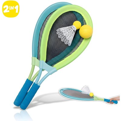 2 in 1 Riesen Federball & Soft-Tennis Set - XL Beachball-Set für Kinder ab 5