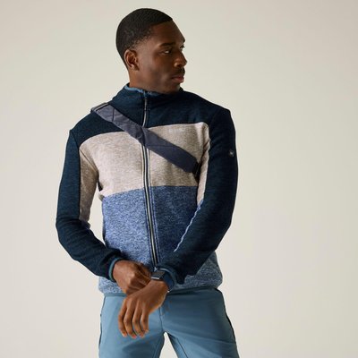 Elram Herren-Fleecejacke mit durchgehendem Reißverschluss und Farbblock-Design