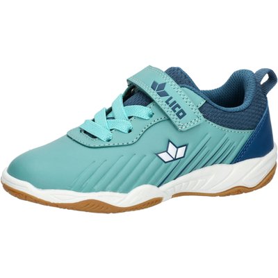 Kinder - Turnen - Schuhe - Klett, elastische Schnürsenkel - türkisblau