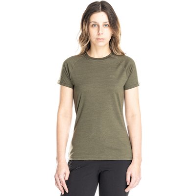 Nila Merino Baselayer Shirt Damen kurzarm Wandern - dunegreen