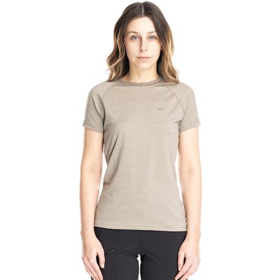 Nila Merino Baselayer Shirt Damen kurzarm Wandern - darksand
