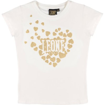 Leone 1947 Kurzarm-T-Shirt mit Goldglitzer-Print für Mädchen