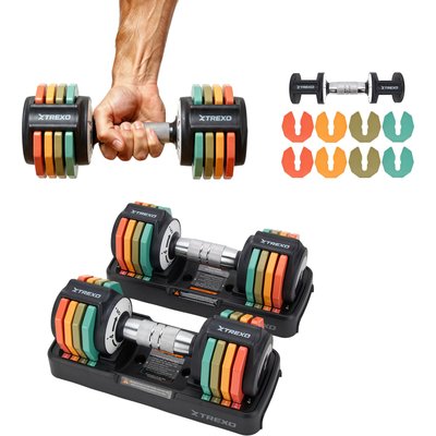 XTREXO Verstellbares Kurzhantel-Set MULTICOLOR 2x 5 kg