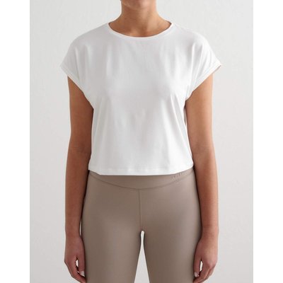 Damen Trainingsshirt Ultraweich second skin Soft Basic Roll Sleeve Top Weiß