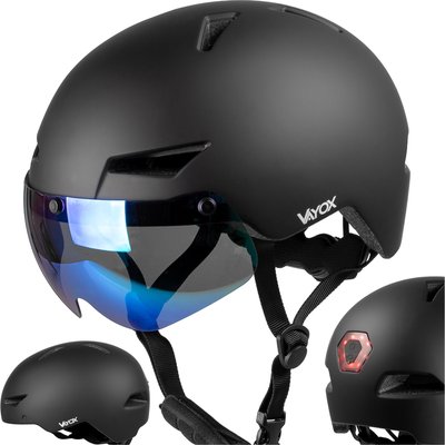 Helm für Fahrrad Roller Vayox Street VA0423 mit Visier und LED-Leuchte 55-58cm