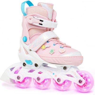 Lilly-Rollschuhe mit leuchtenden LED-Rädern und Klettverschluss-Aufnähern