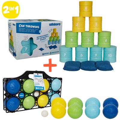 2 in 1 Wurfspiel-Set Boccia & Dosenwerfen, Boules & Dosenwurf für Kinder ab 3