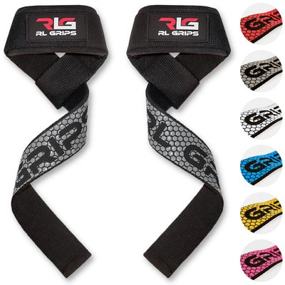 Gym Zughilfen Gewichtheben Krafttraining RL GRIPS Grau mit rutschfestem Grip