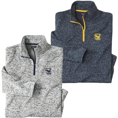 2er-Pack melierte Molton-Sweatshirts