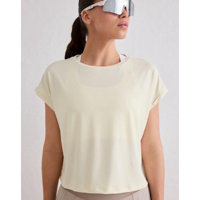 Damen Trainingsshirt Ultraweich second skin Soft Basic Roll Sleeve Top Gelb